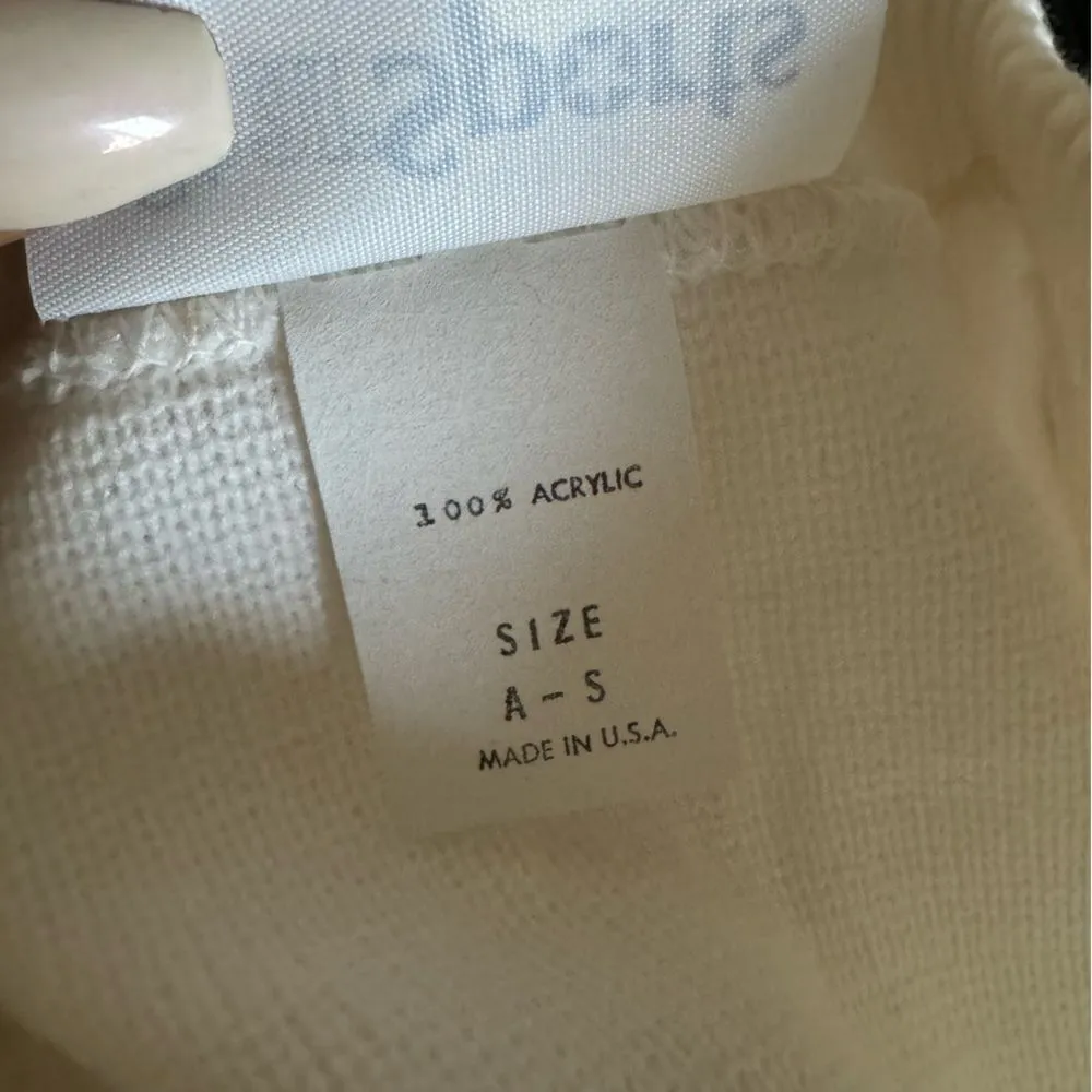 Vintage 80s Lightweight Knit Zip Up Athletic Jacket Oversized Cropped Sz S White - Image 5