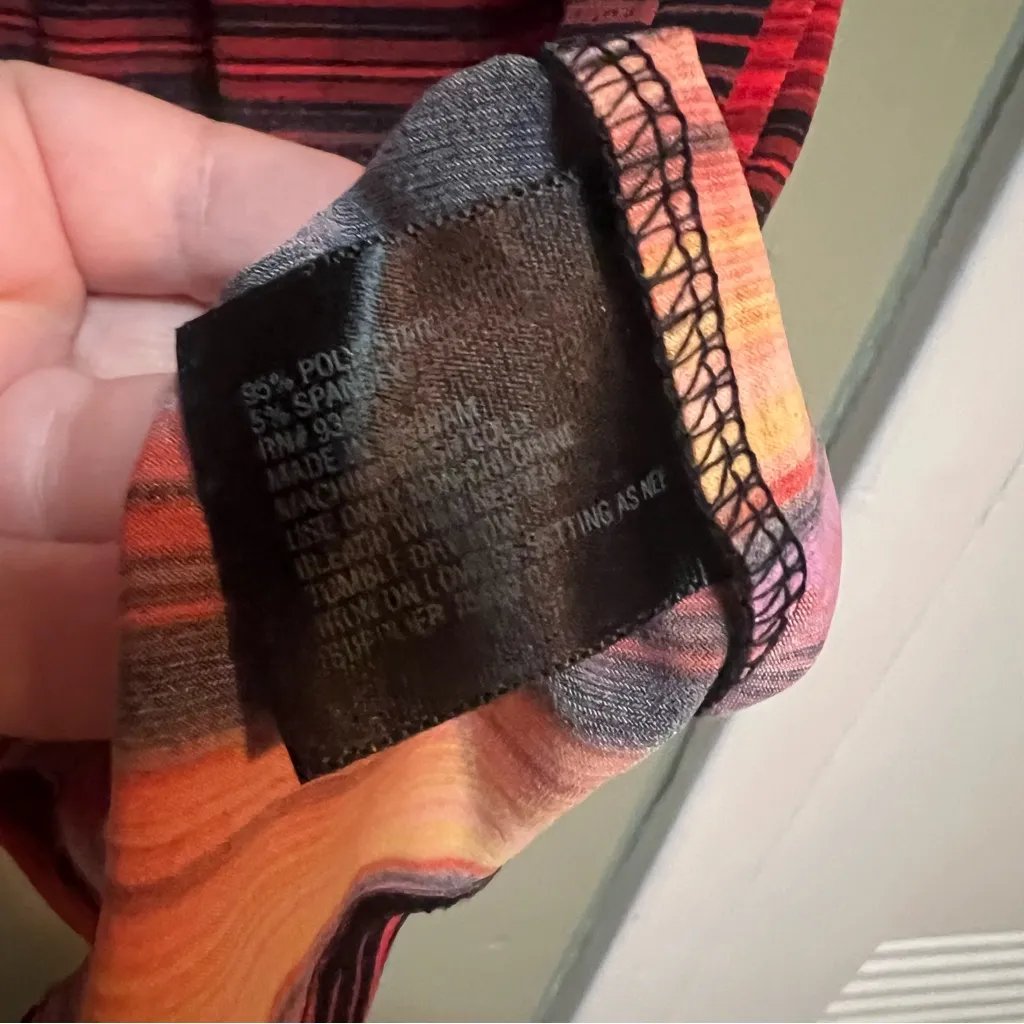 Worthington Blouse Black Red Pink Orange Stripes Scoop Neck PXL - Image 10