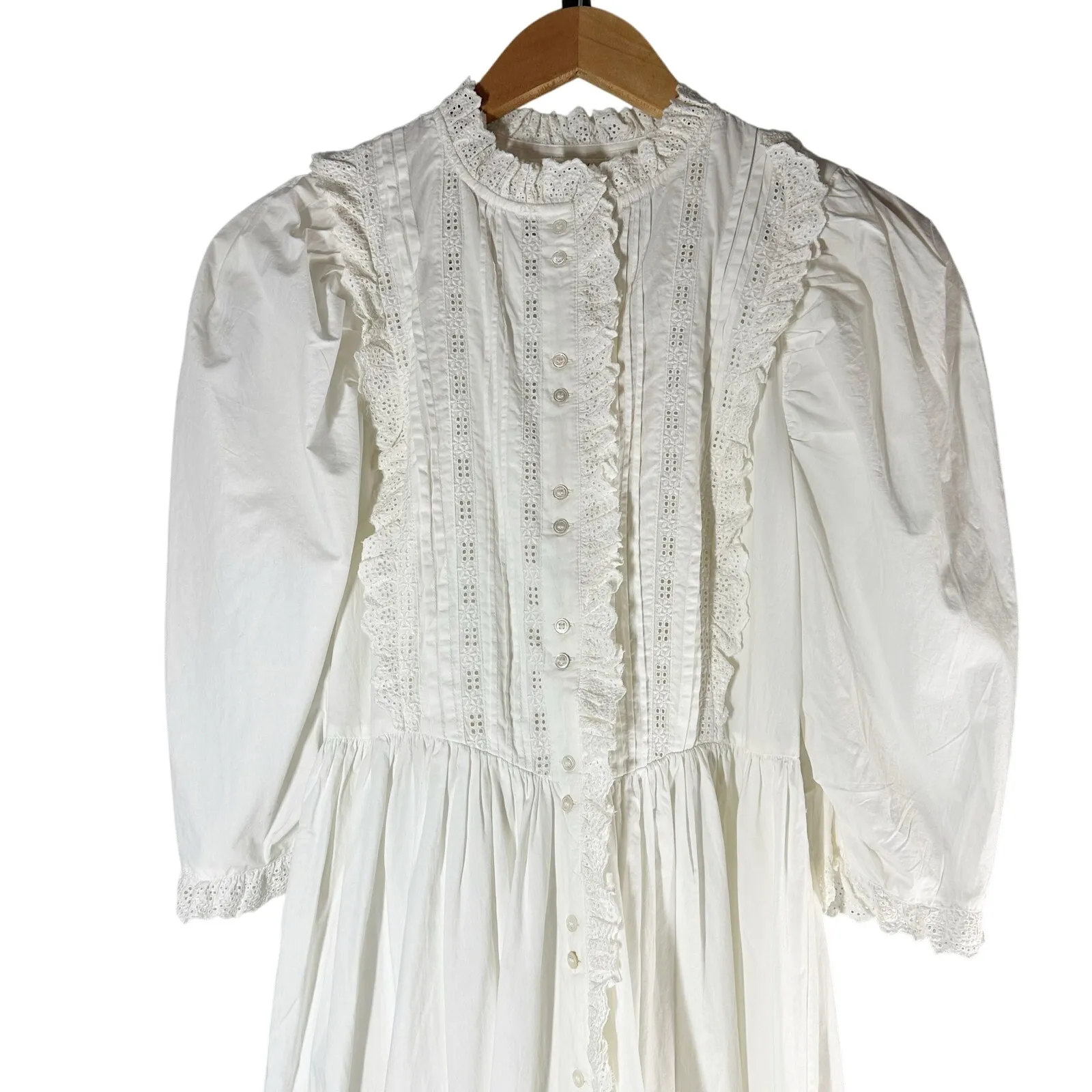 Doen Darby Cottagecore Cotton Midi Dress Powder Size XS Peasant - Image 3