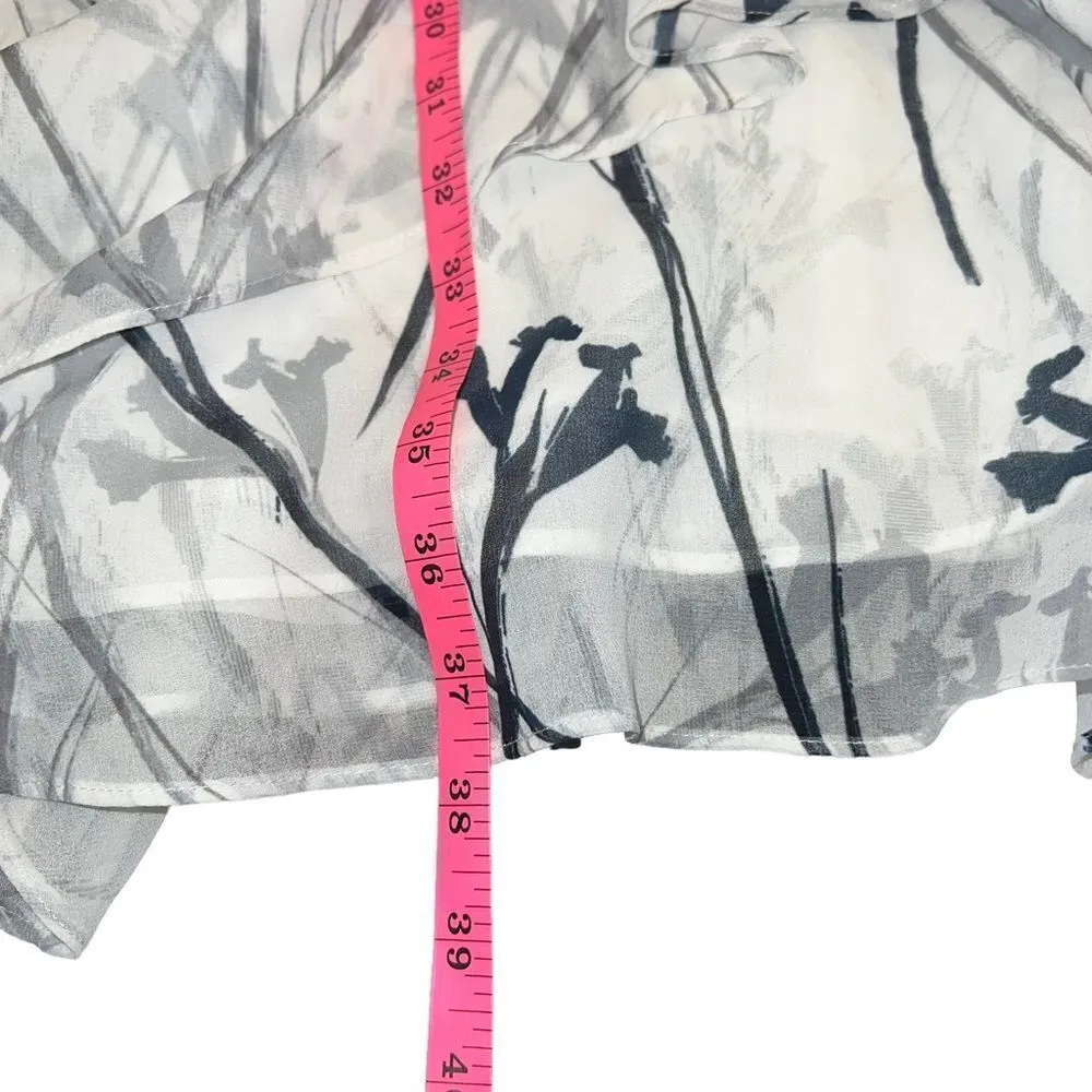 REISS Floral Black White Faux Wrap Mini Dress 2 - Image 9