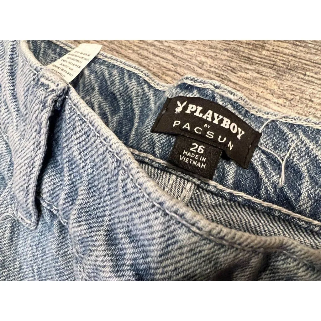 NWT Pacsun Playboy Limited Edition 26 Jeans Denim High Waist Distressed Y2K 80s‎ - Image 4