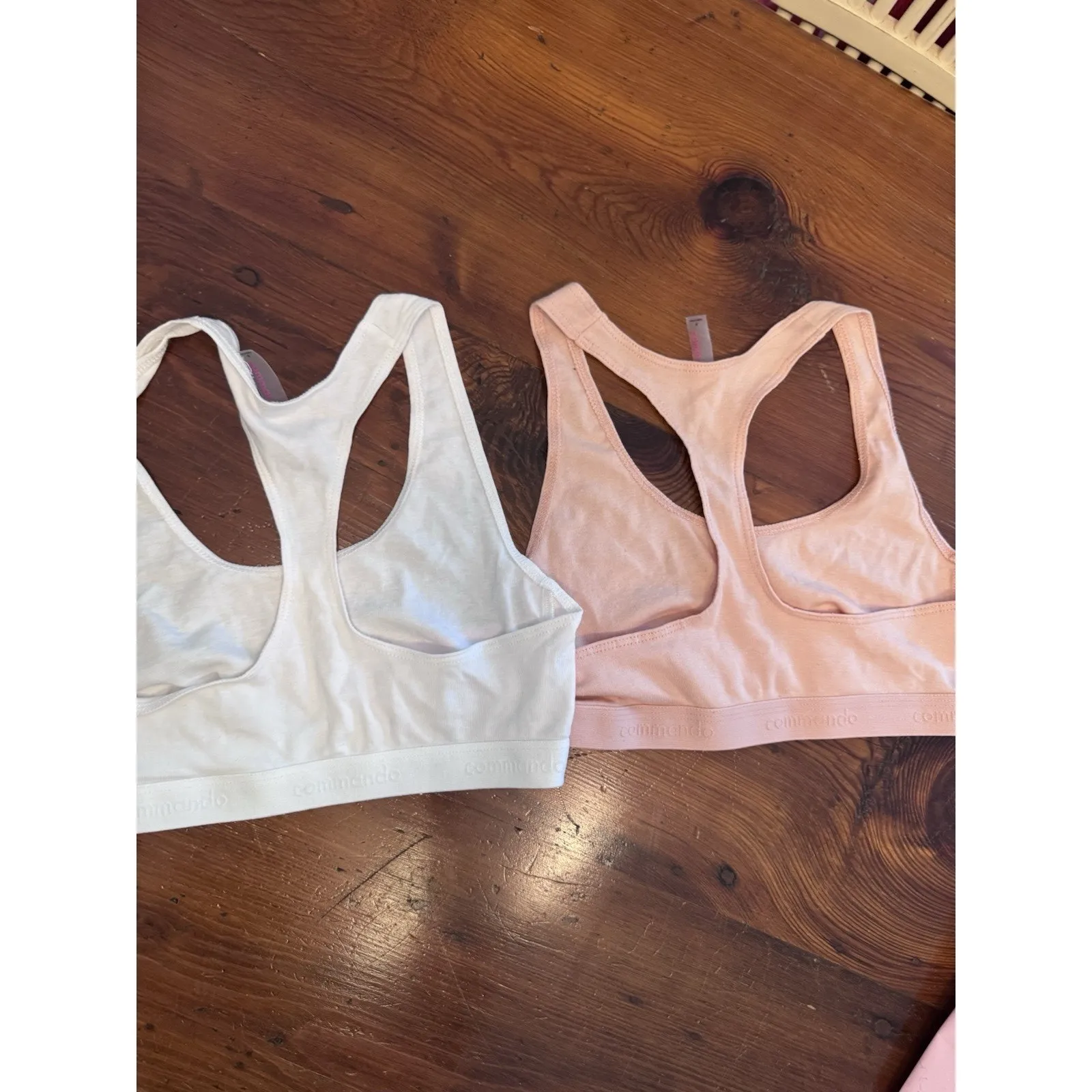 Commando White & Apricot Stretch Cotton Racerback Bralette Bundle Sz S NWT - Image 11