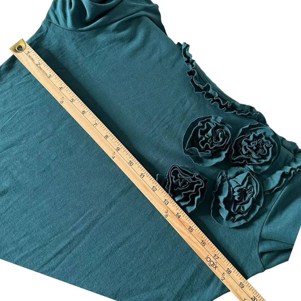 Van Heusen Floral Applique Top Womens L‎ Green Ruffle Feminine Romantic Blouse - Image 11