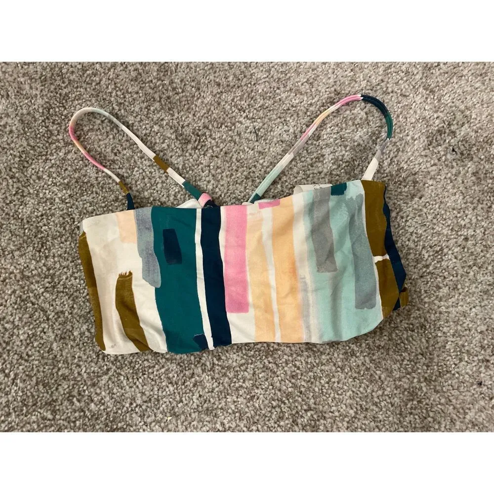 Bikini Lab Bandeau Bikini Swimsuit Top& Cutout Hipster Bottom in Paint Party,S - Image 6