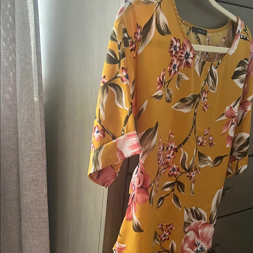 Nine West Mustard Floral Blouse - Image 4