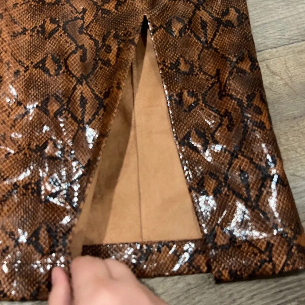 Express x Negin Mirsalehi Snakeskin Leather-like Midi Skirt 10 - Image 10