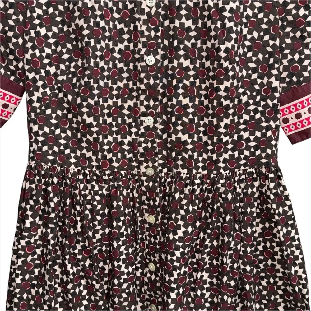 Kate Spade Floral Tile Shirt Dress Fit & Flare Womens 4 With Pockets Button Up - Image 5
