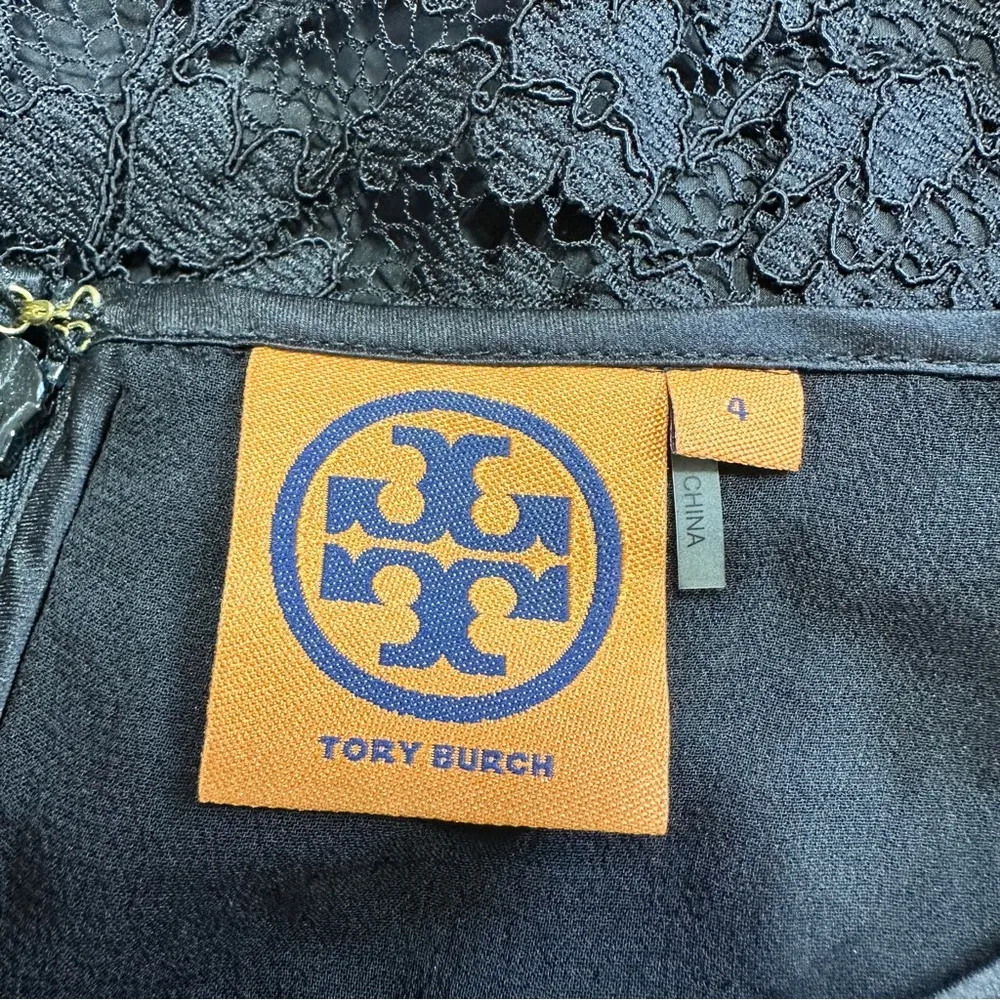 Tory Burch Women’s Silk Bovary Lace Cocktail Dress Shortsleeve Party in Black 4 - Image 11