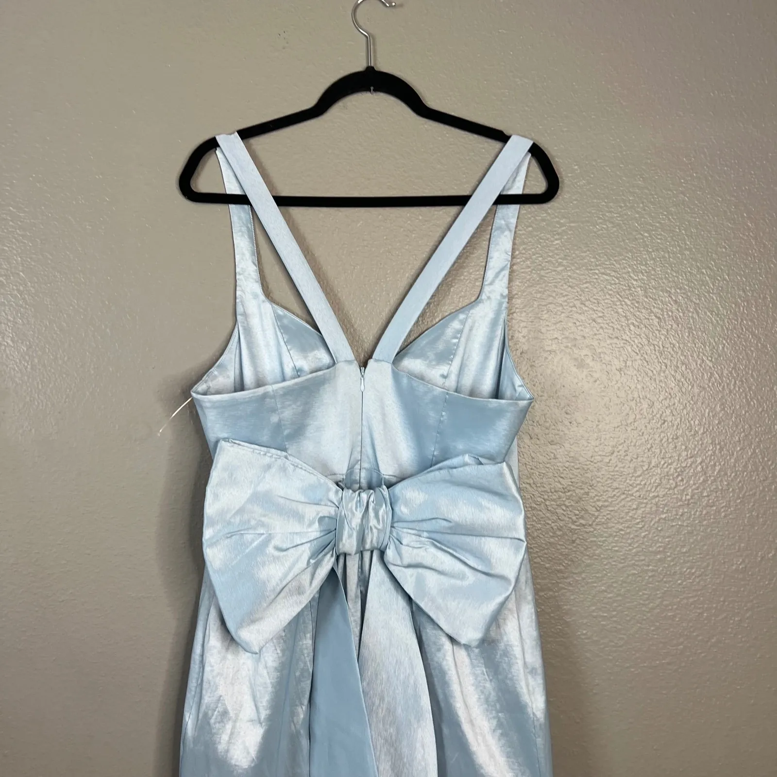 Show Me Your Mumu Charlotte Bow Dress Size XL Light Blue Taffeta‎ Bridesmaid NEW - Image 9
