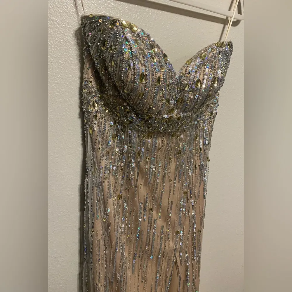 Jovani Strapless Sequined Formal Gown | Dress - Image 4