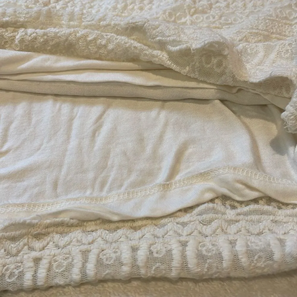 MNG Casual by Mango- “Brenda” Cream Sleeveless Embroidered & Lace Dress- Size XS - Image 9