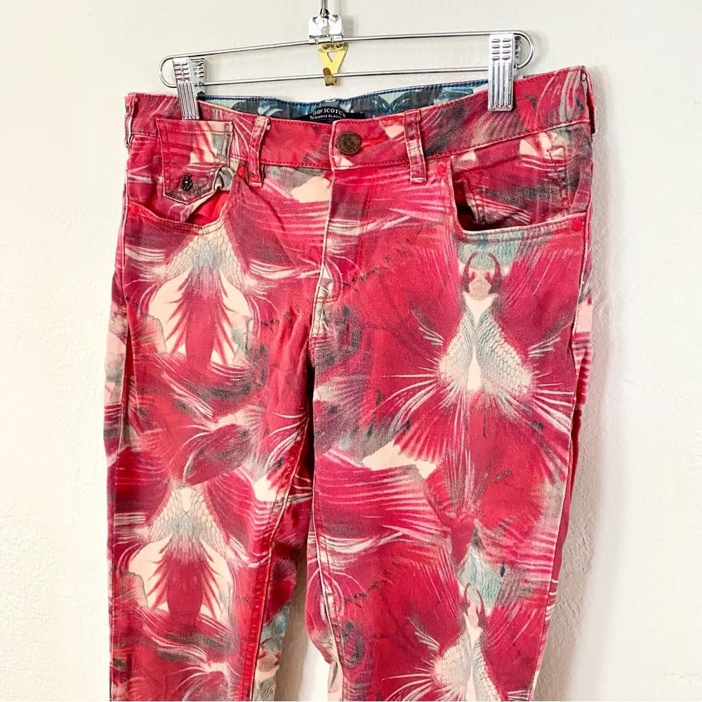 Maison Scotch Women’s skinny jeans red with leafy pattern size 29 - Image 3