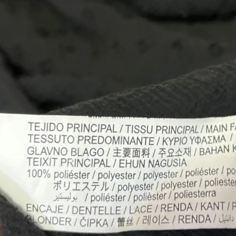 Stradivarius Black Deep V-Neck Polka Tie Neck Long Sleeve Sheer Blouse Top Sz M - Image 5