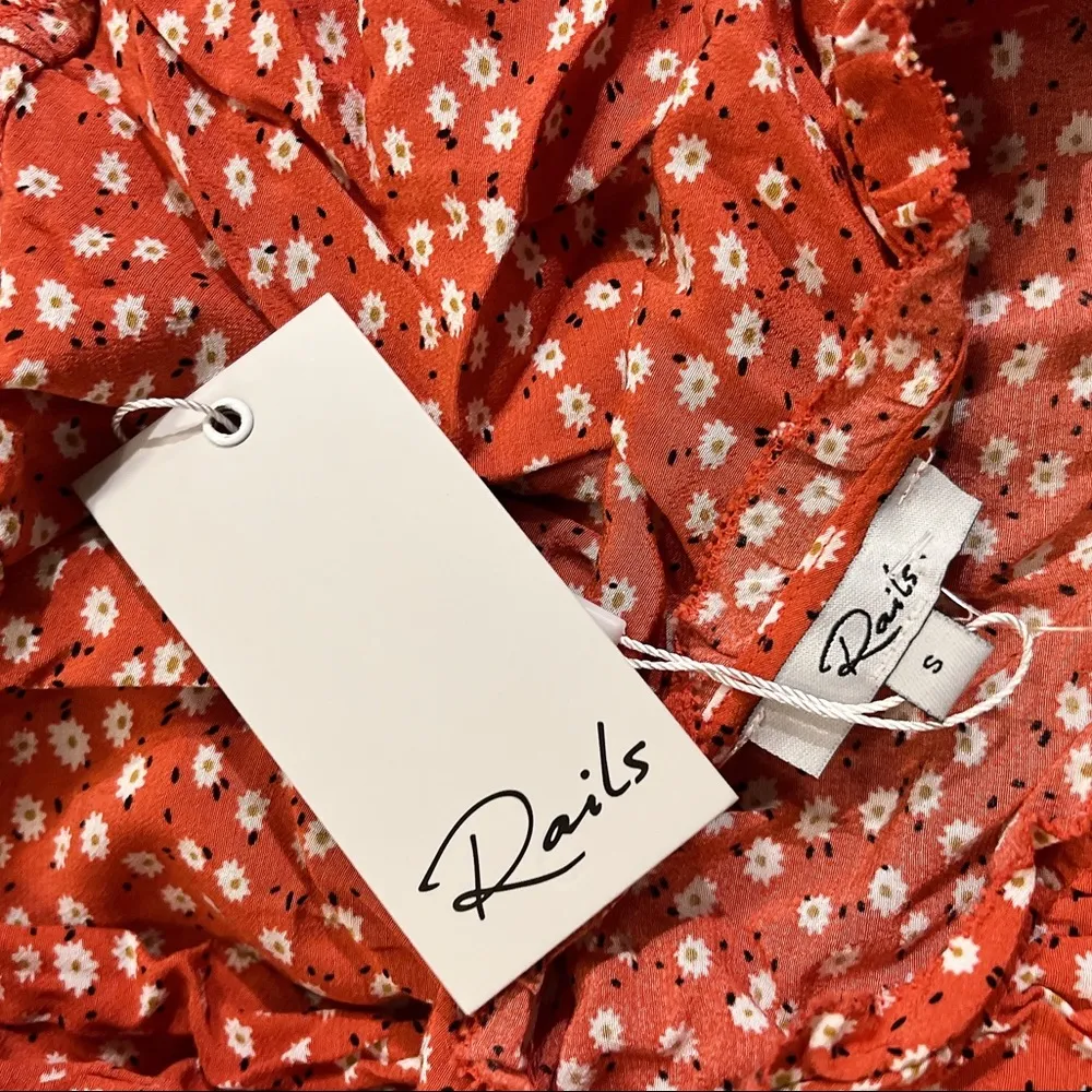 Rails Tiered Dress Carmine Daisie Floral Long Sleeve, Size S New w/Tag $218.00 - Image 9