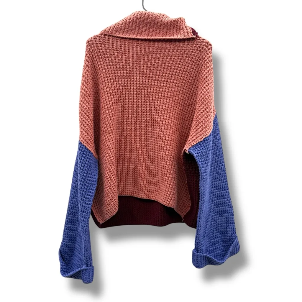 Free People Park City Colorblock Turtleneck Rollneck Chunky Knit Sweater Sz L‎ - Image 6