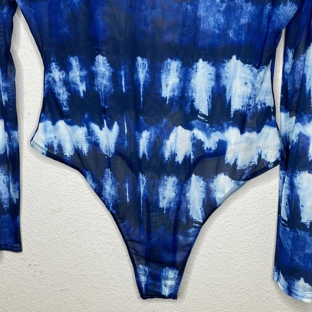 Missguided Bodysuit‎ Blue Tie Dye - Image 3