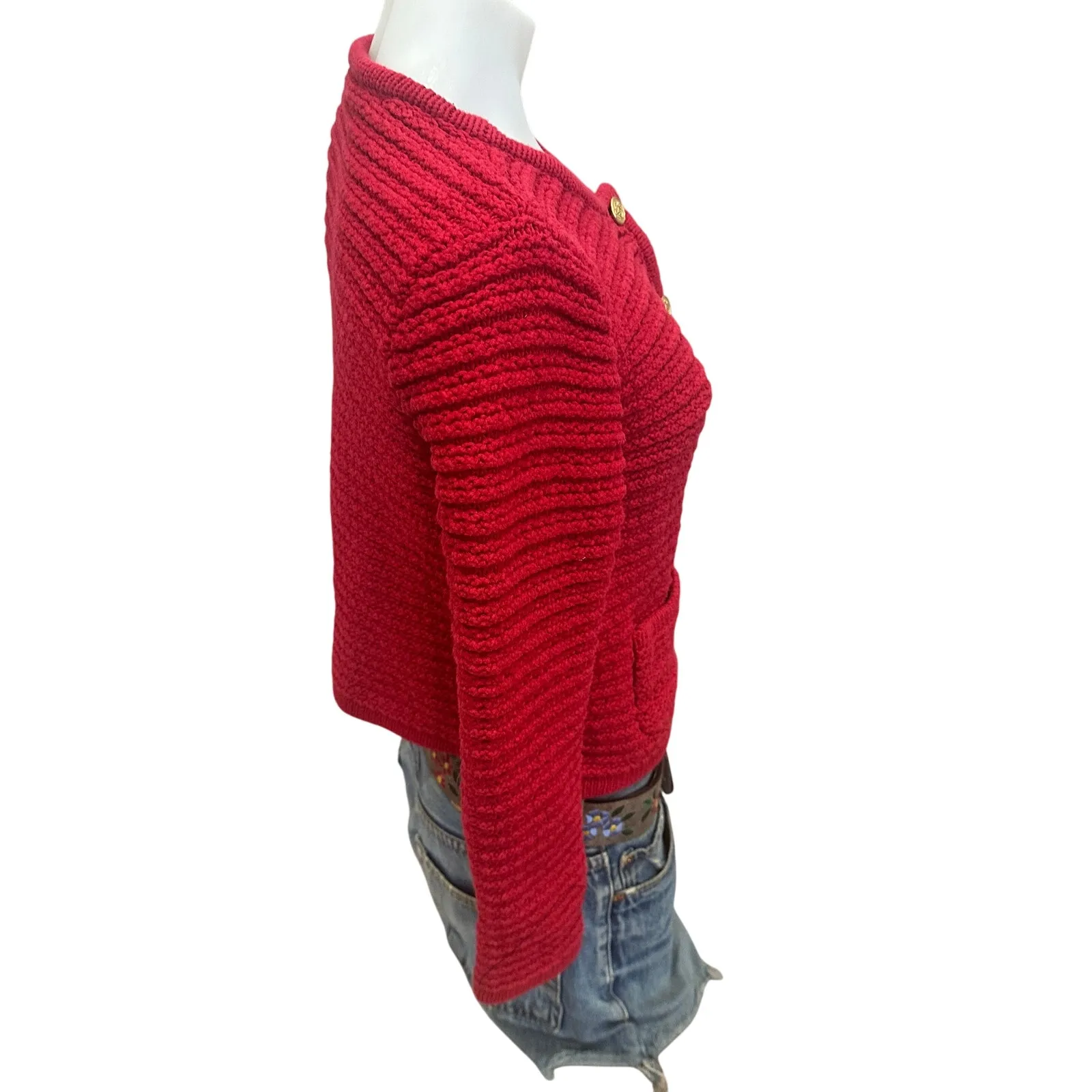 CeCe Red Cardigan Sweater SMALL Blazer Preppy Ladies Who Lunch $119 - Image 8