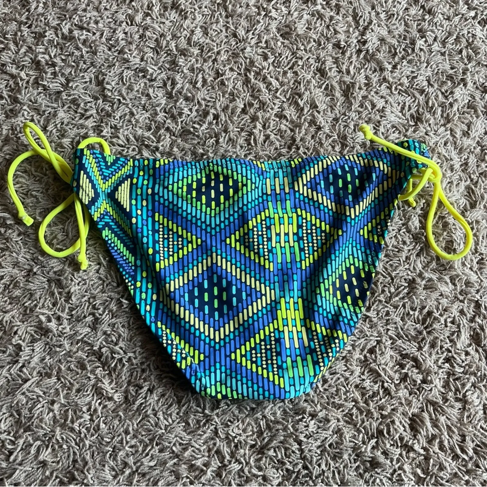 American Eagle Blue / Yellow Printed Swim Bikini Bottom Size Medium - Image 2