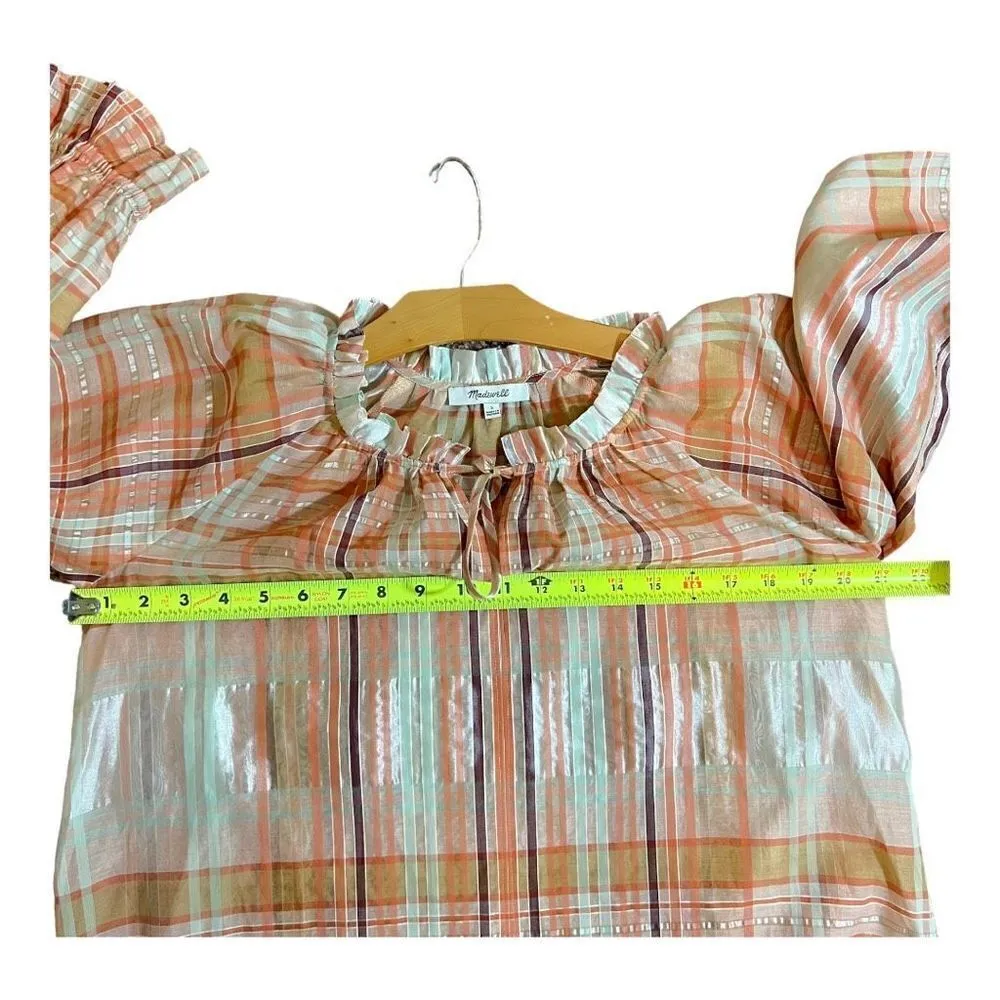 Madewell  Plaid Tie-Neck Ruffle Sleeve Top - Image 8