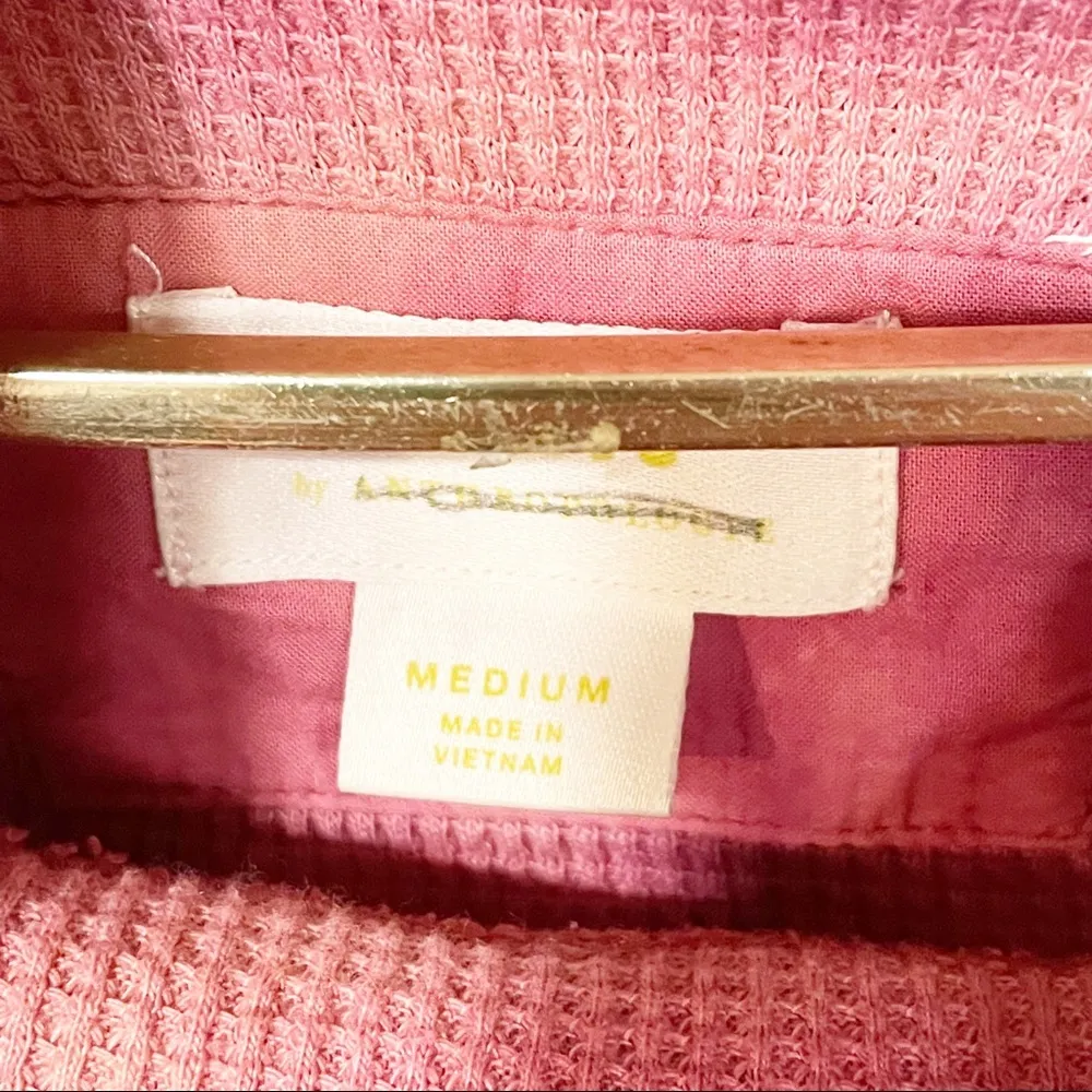 Anthropologie Maeve Medium Pink Ainsley Tie Dye Cowl Neck Waffle Knit Thermal - Image 4