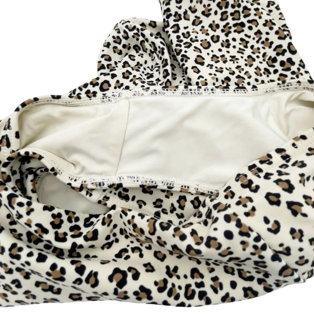 June Loop Ultra High Waist Swim Bottoms in Leopard Print Beige Black Size Small - Image 5