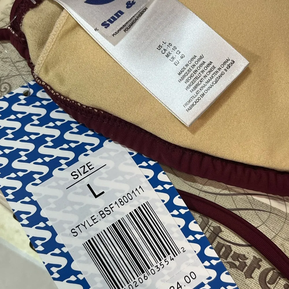 Sun & Sea Burgundy Bikini Top Red Size L - Image 4