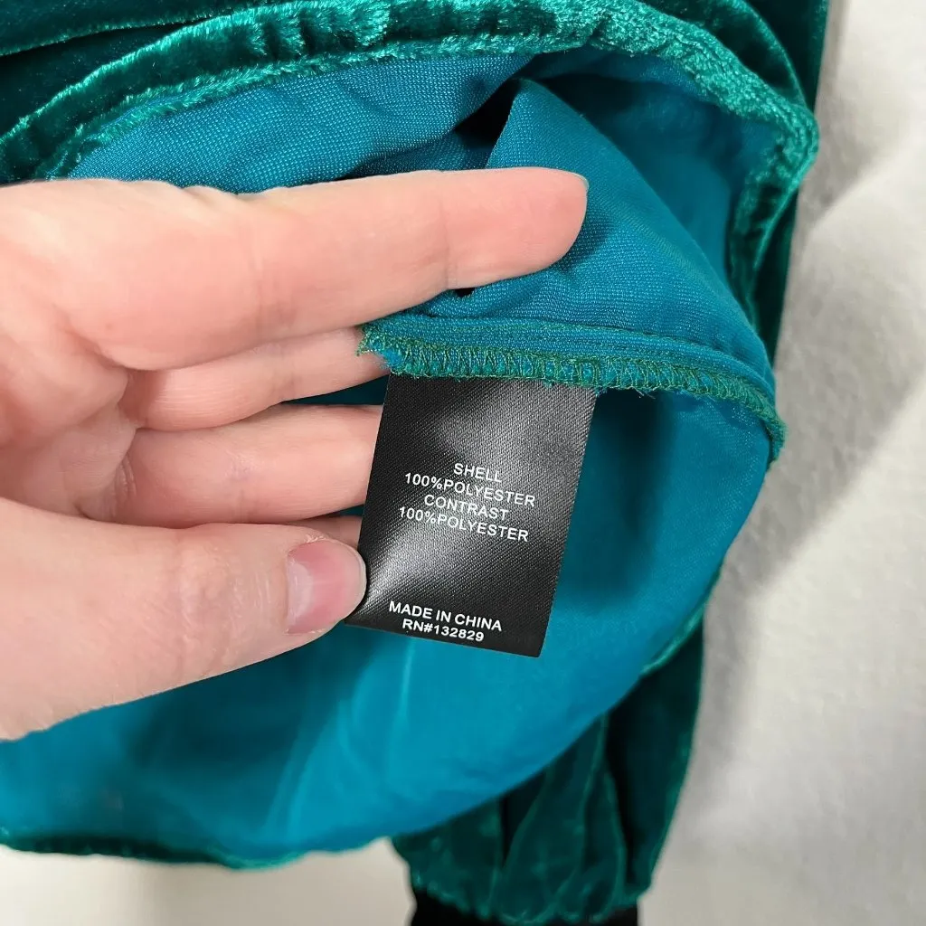 House Of Harlow 1960 x Revovle Green Velvet Long Sleeve Peasant Blouse small - Image 11