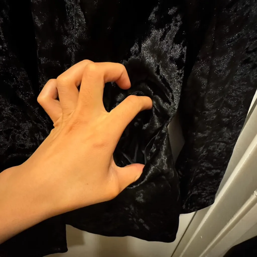 Adika Velvet Blazer Black Button Padded Shoulders Medium - Image 4