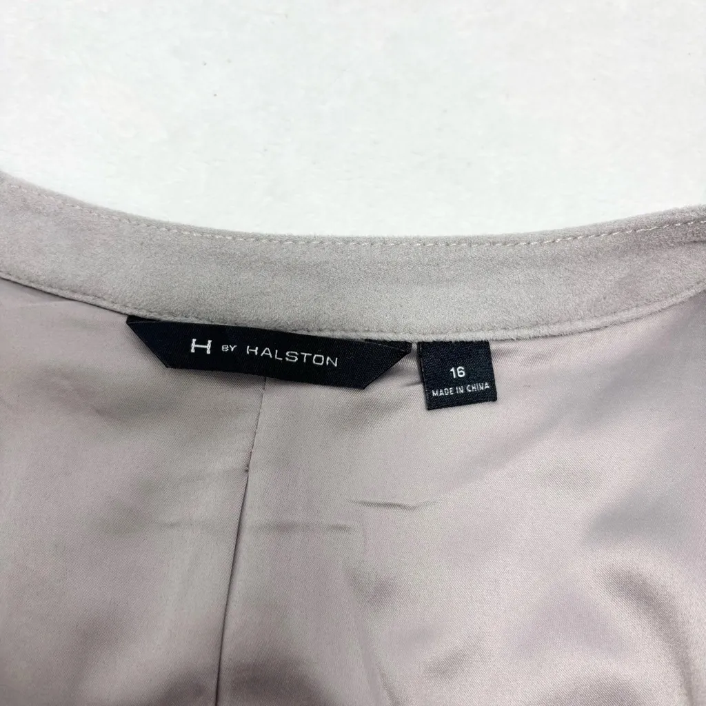 H by Halston gray faux suede knit sleeve jacket Size 16 - Image 6