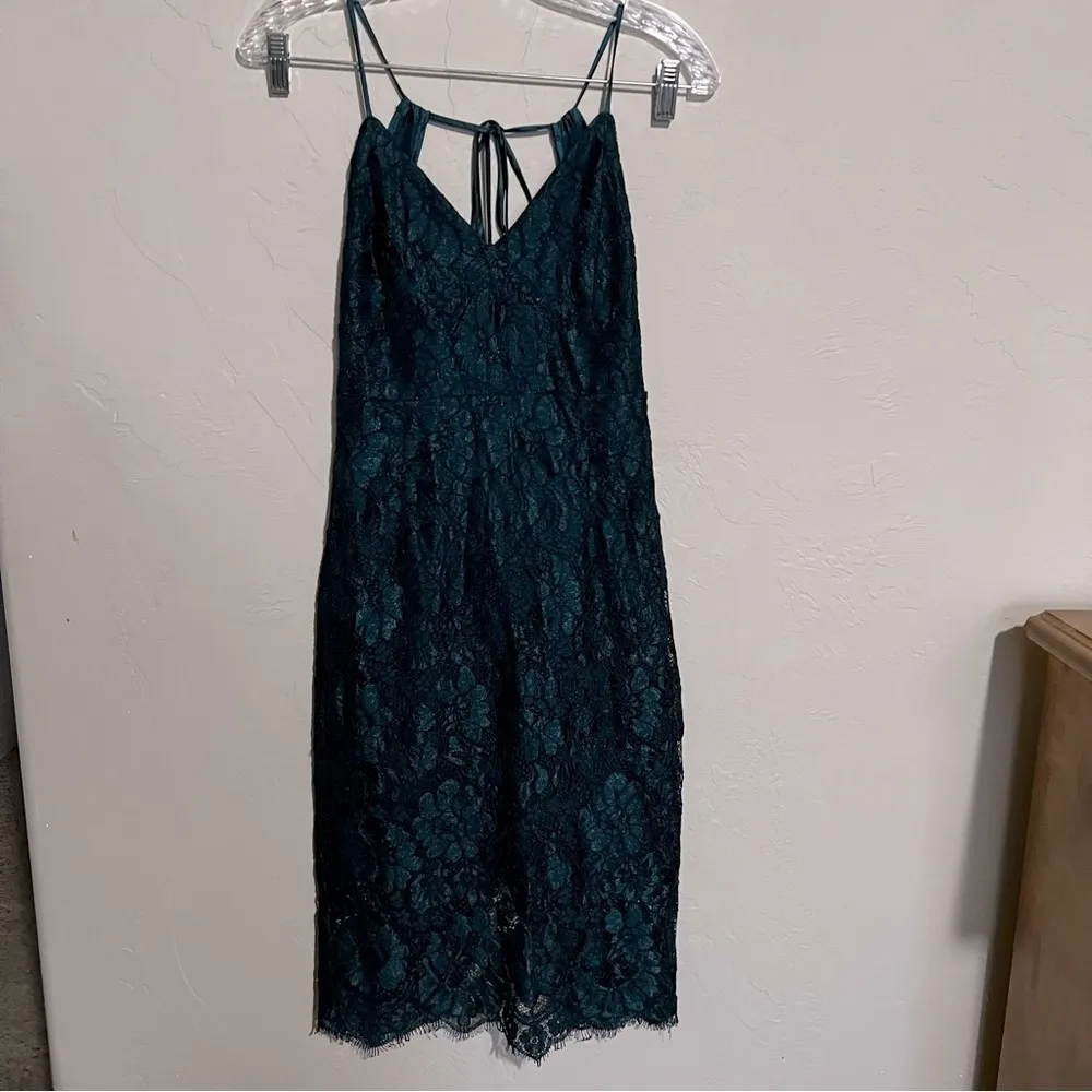 Lulu’s Extraordinary Love‎ Forest Green Lace MIDI Skirt - Image 3