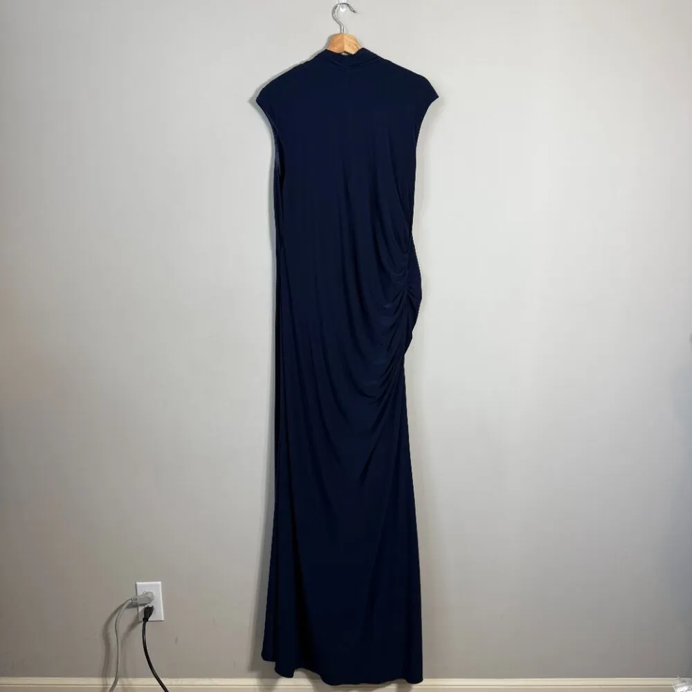 NWT Adrianna Papell Cowl Neck Draped Maxi Dress Women's 16W Navy Gown Sparkly - Image 6