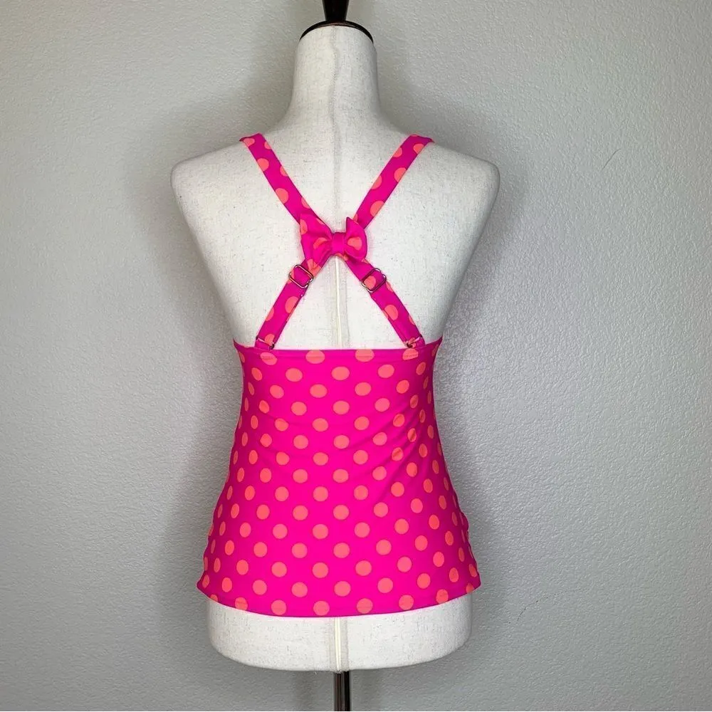 NWOT Arizona Hot Pink Polka Dot Tankini Beach Swimwear Top - Image 6