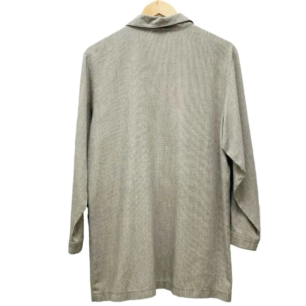 Vermont Country Store Beige Lagenlook Tunic Smock Tan Brown Plaid Size Medium - Image 2