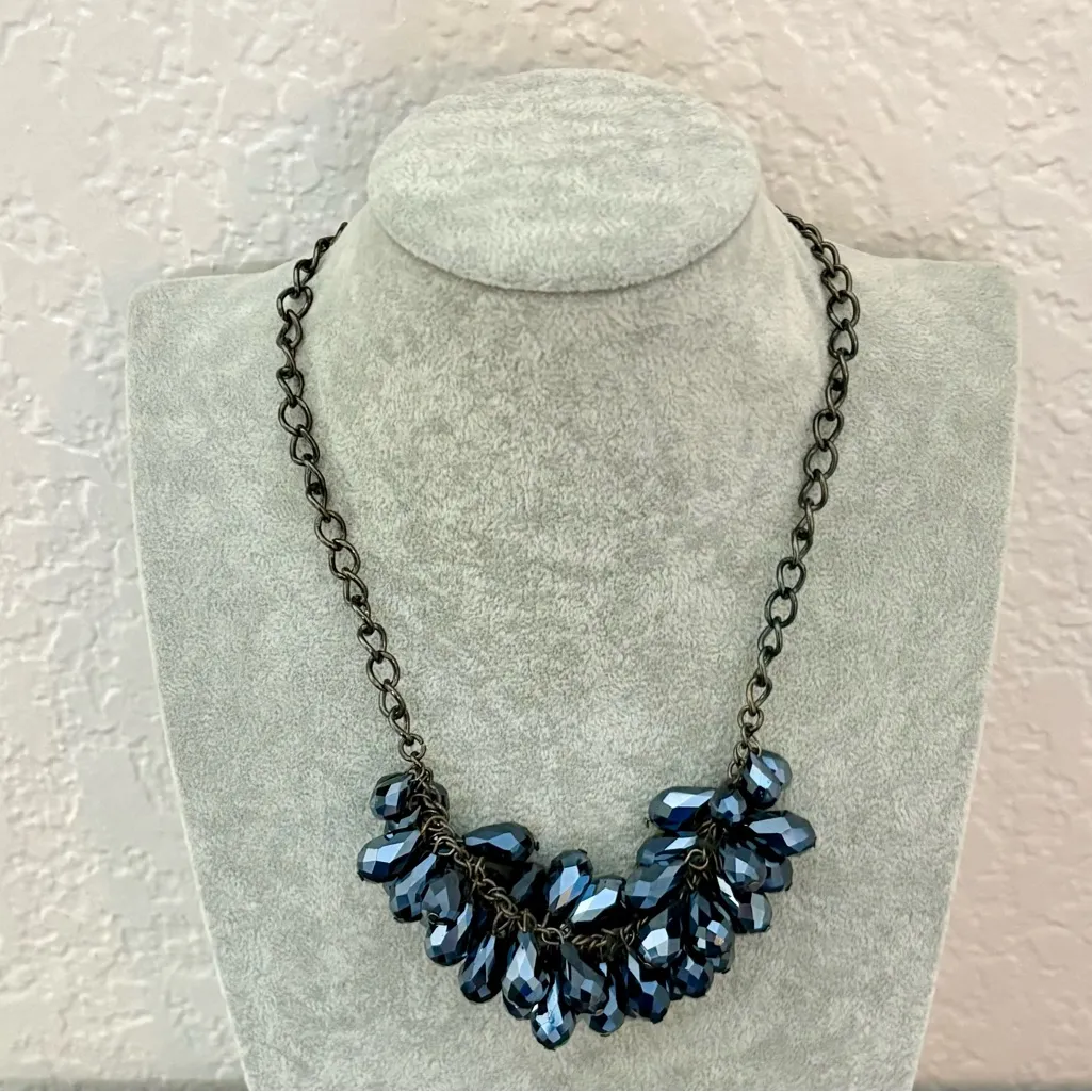 Vera Wang Faceted Blue Bead Cluster Necklace - Image 2