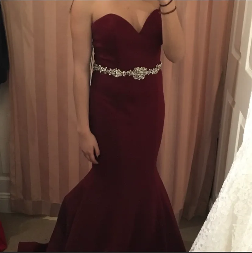 Burgundy Mermaid Prom Dress - Image 4