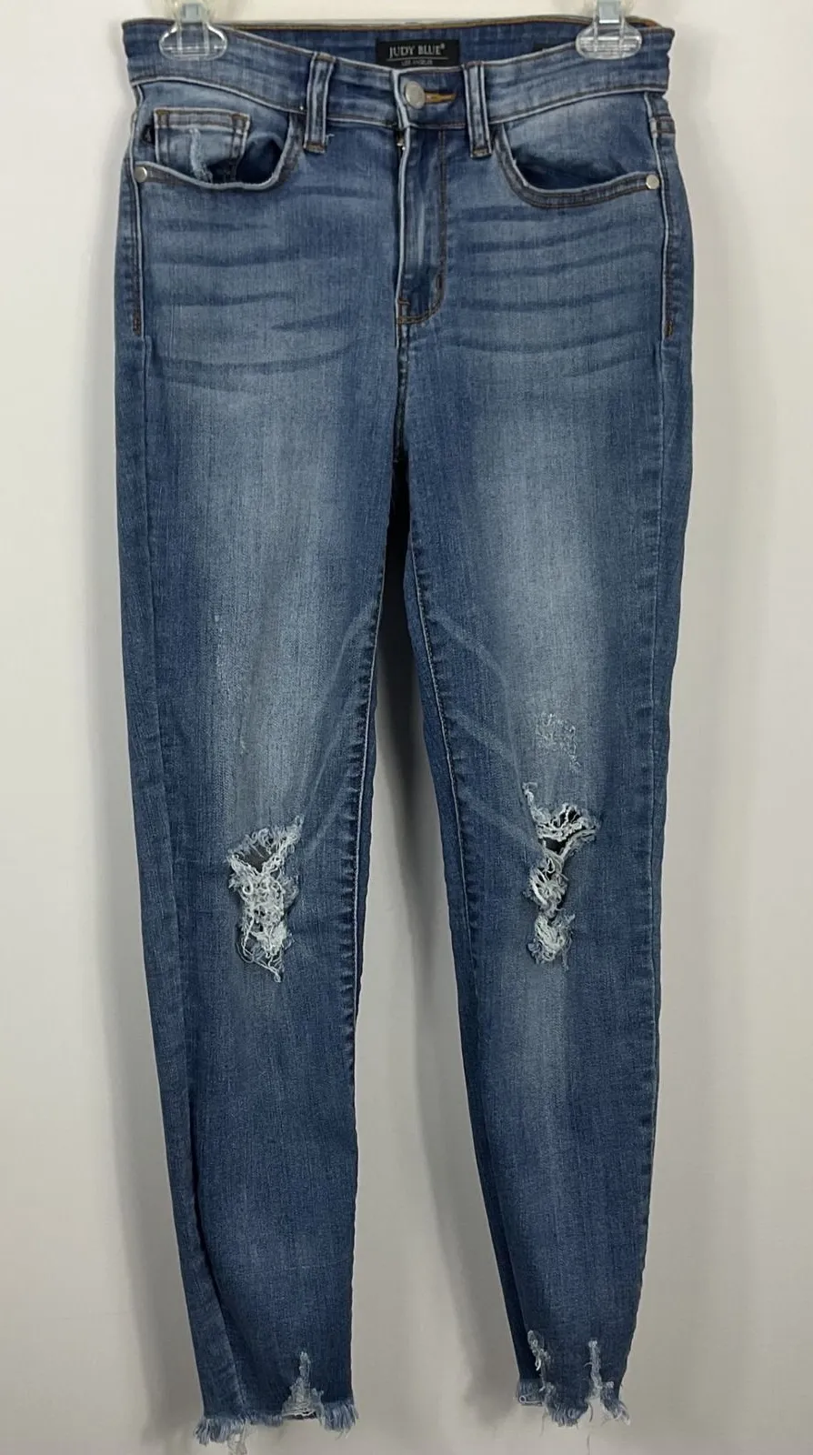 Judy Blue Distressed Skinny Fit Jeans Raw Hem Women's Size 5/27 - Image 1