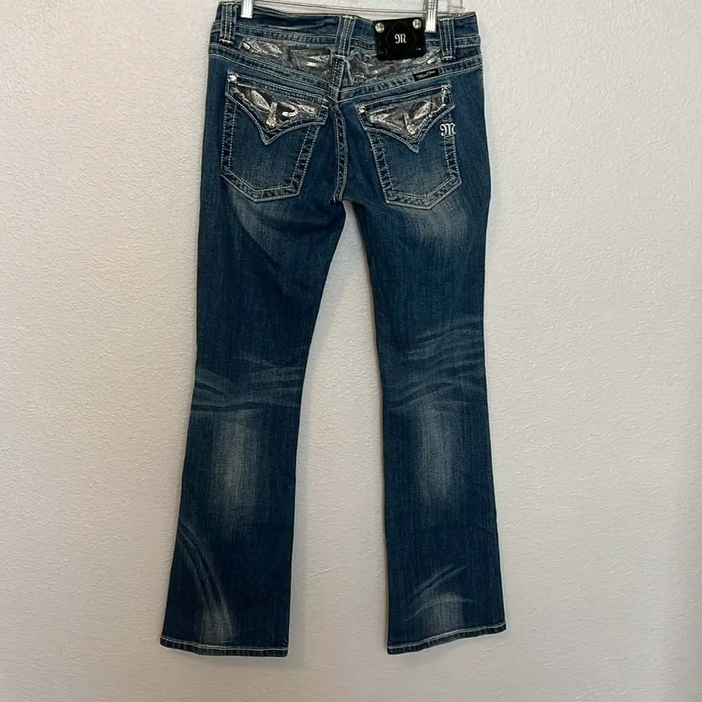 Miss Me Sequin Flap Pocket Bootcut Distressed Jean Size 30 - Image 10
