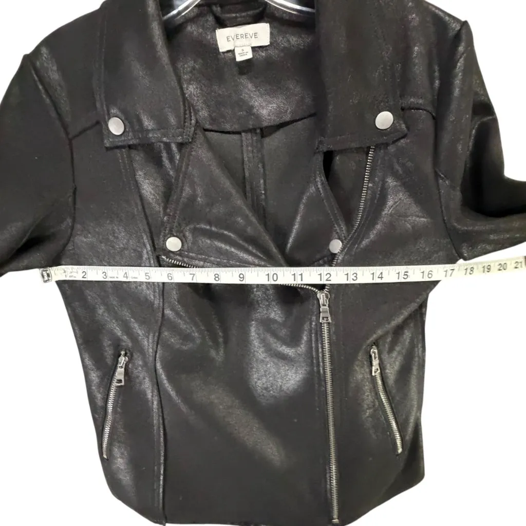 Evereve Marren Moto Jacket Womens Small Black Faux Leather Biker Minimalist Chic - Image 7