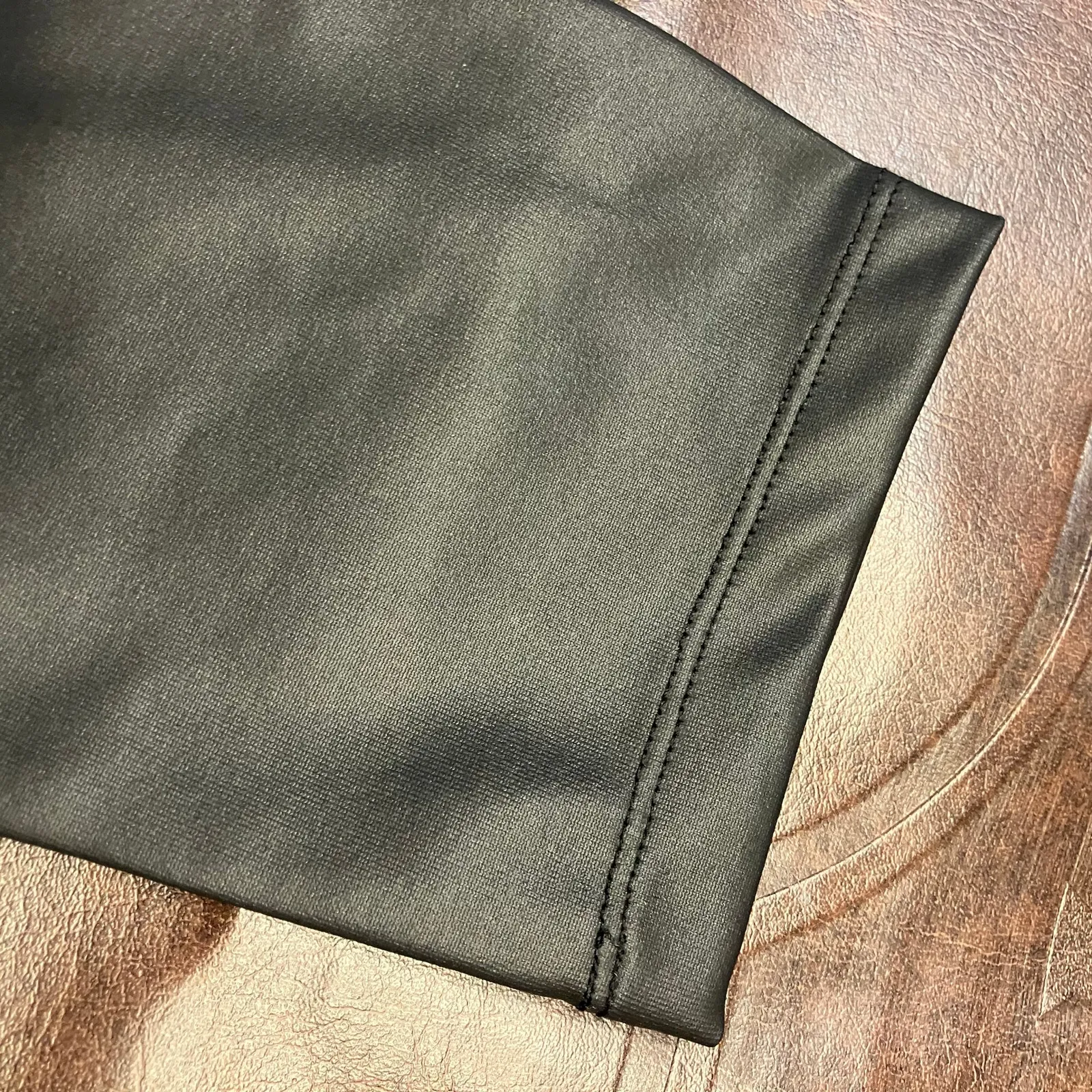 Topshop Maternity Faux Leather Leggings‎ US 14 Black High Rise Stretch Pants - Image 6