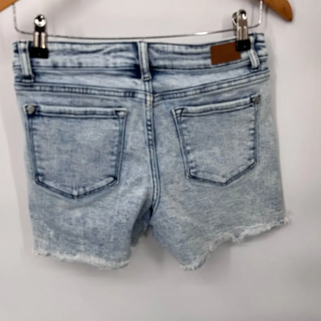 Judy Blue Cutoff Shorts Womens S Blue White Red Cotton Blend Americana - Image 5