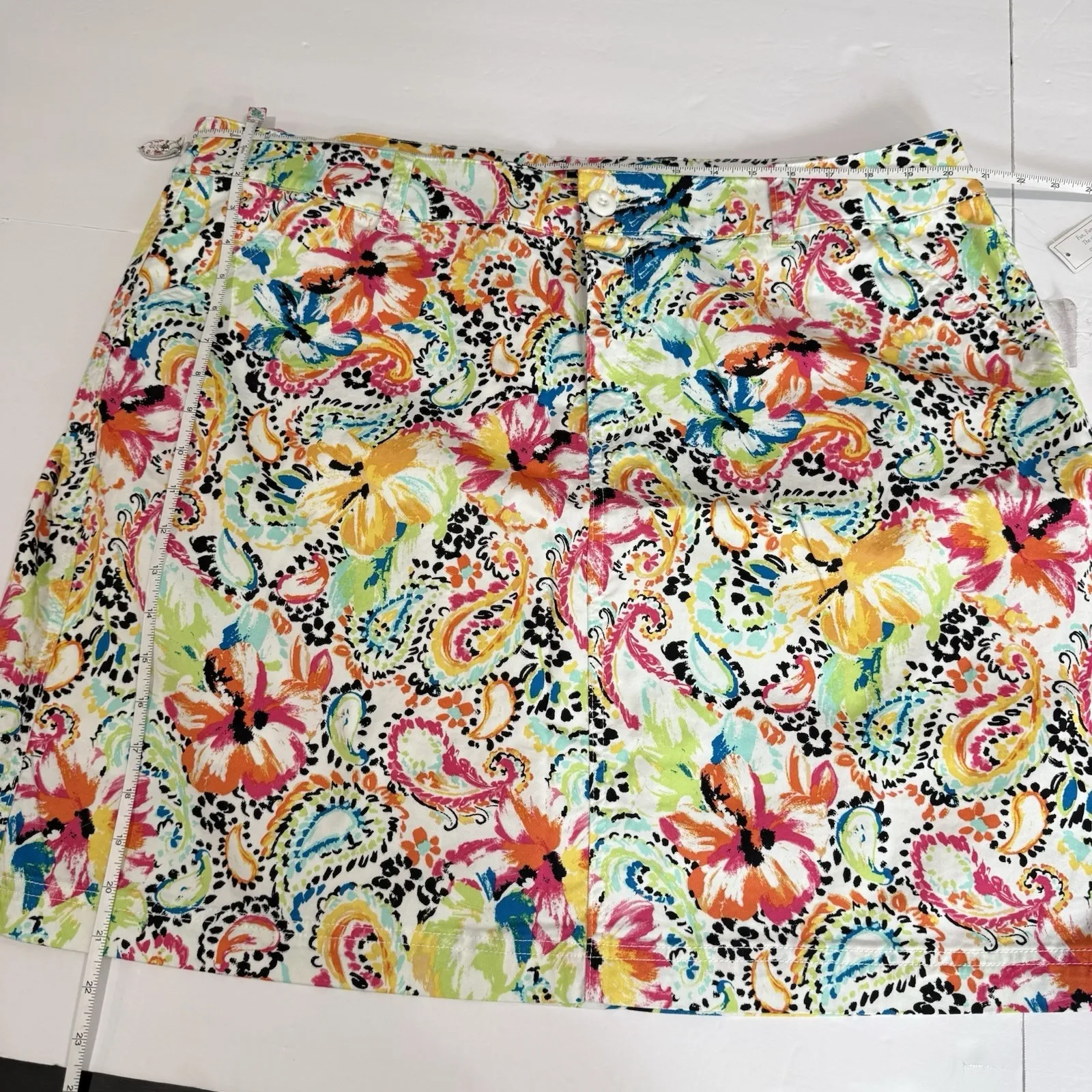 NWT CJ Banks Colorful Tropical Floral Paisley Skort Size 22W Pockets - Image 9