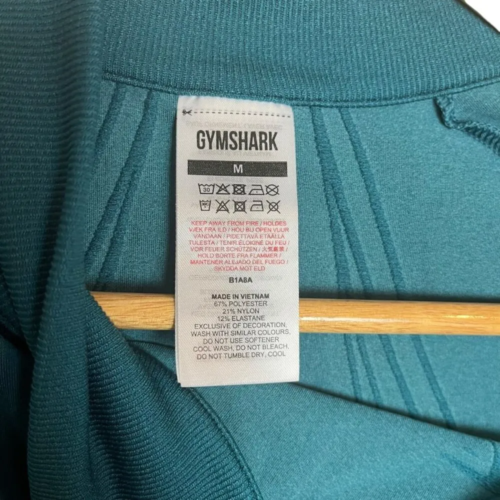 Gymshark Women's M Fitted Turtleneck Athletic‎ Top Teal Blue Contour Running Gym - Image 6