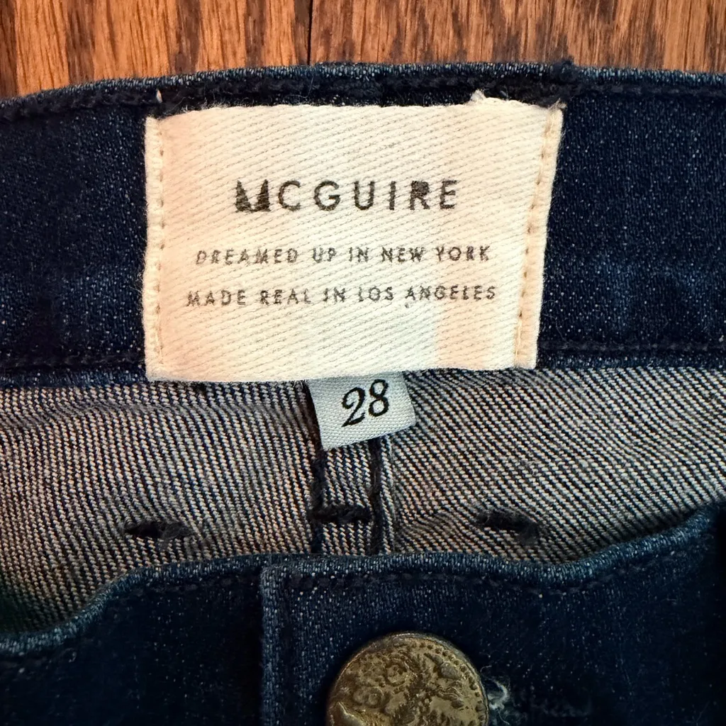 McGuire Majorelle Flare Jeans Dark Wash Raw Hem Size 28 - Image 4