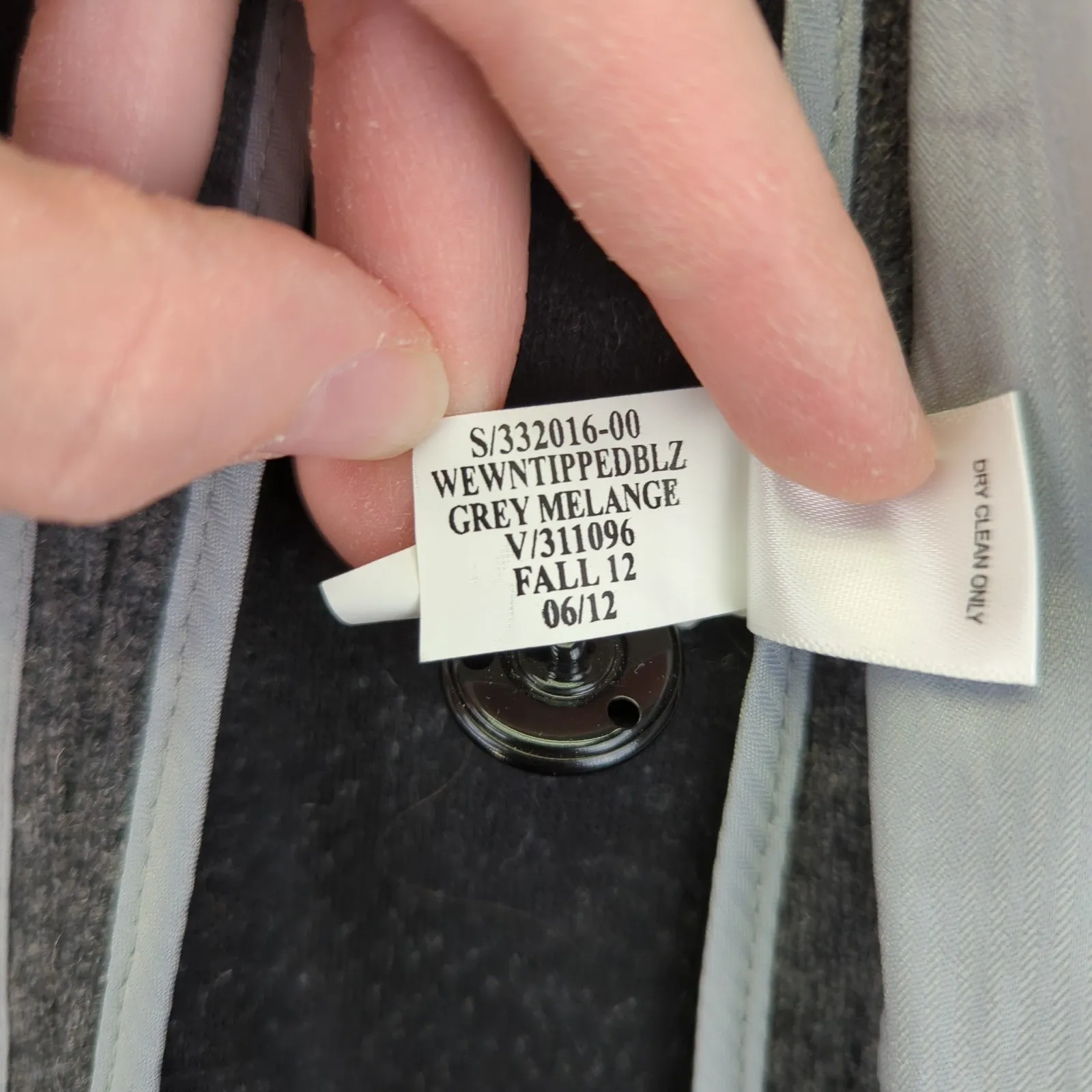 Banana Republic Tipped Blazer Jacket Womens 8P Gray Wool Knit Stretch Equestrian - Image 8