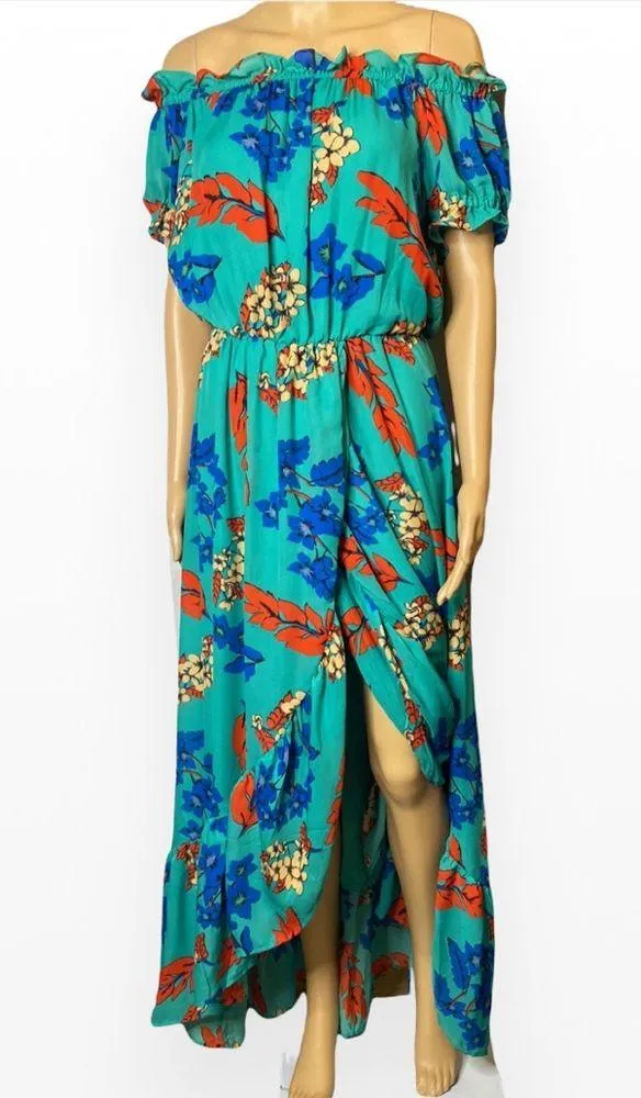 Belle Veré Off of Shoulders Wrap Maxi Floral Dress S - Image 8