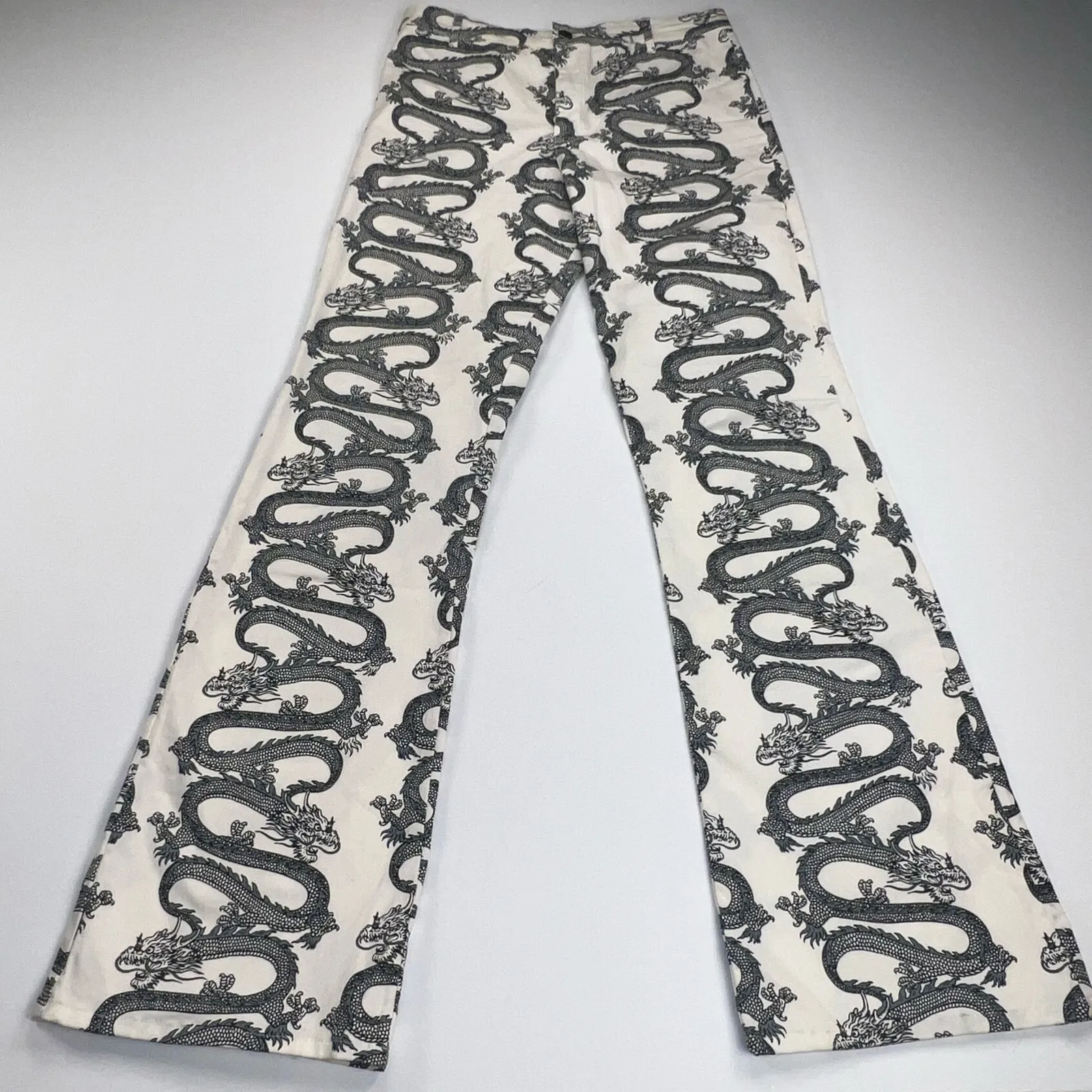 MOTEL Rocks Zoven Trousers Dragon Rope White High Waist 32" Inseam Size M - Image 4