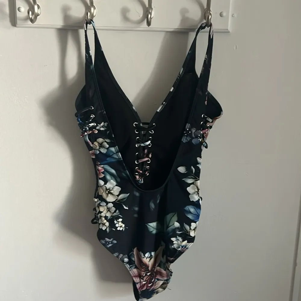 Tinibikini Woman’s Floral Deep V Laced Neckline Low Back One Piece Bathing Suit - Image 4