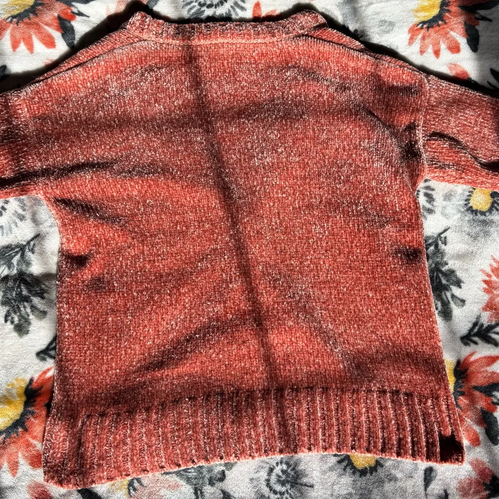 Honey Belle Warm Rust Soft Velvet/Chenille Cardigan! - Image 7