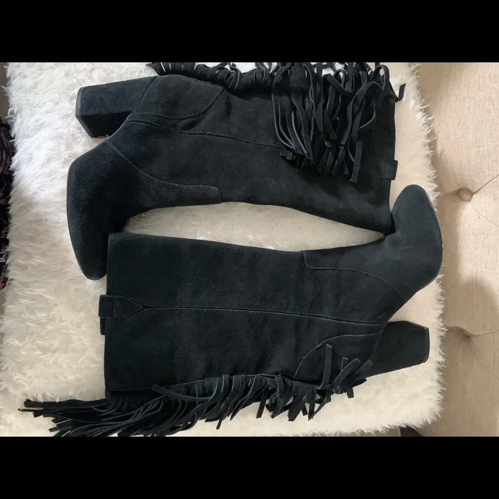 Nine West Suede Fringe Black Boots - Image 8