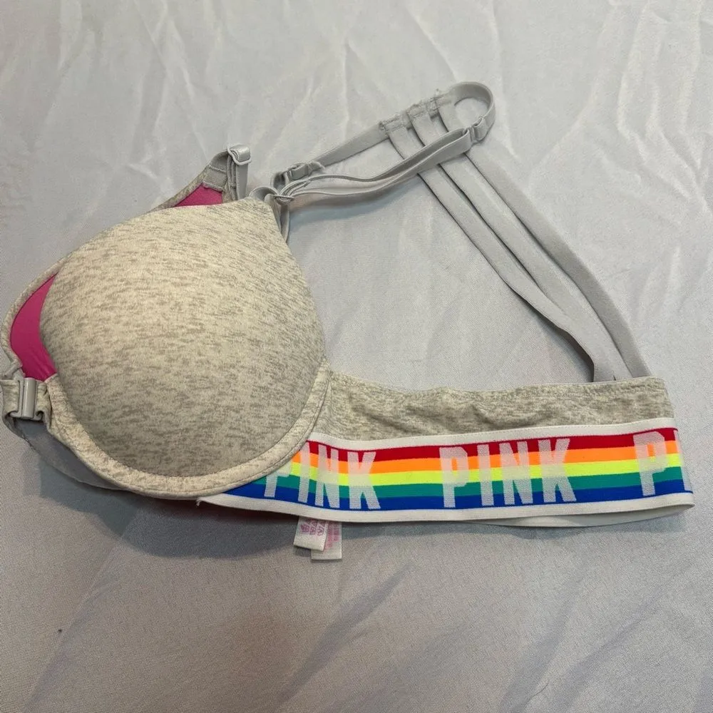 Victoria's Secret Gray Bra with Rainbow Straps - Image 11